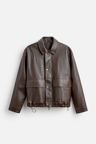 Brown faux leather jacket - 16