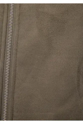 Brown Faux Suede Jacket, Loose Fit (0110392-87538) - 8