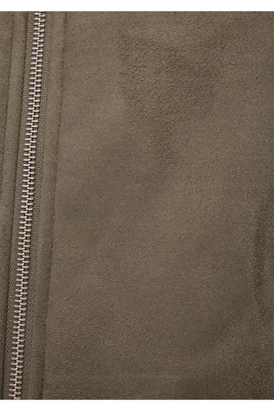 Brown Faux Suede Jacket, Loose Fit (0110392-87538) - 8