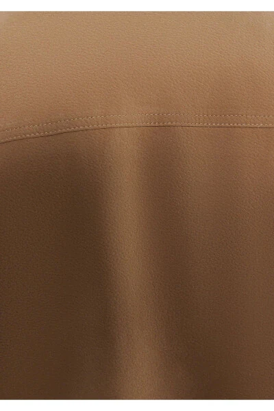 Brown Faux Suede Jacket, Slim Fit - 8