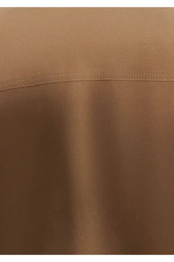 Brown Faux Suede Jacket, Slim Fit - 8