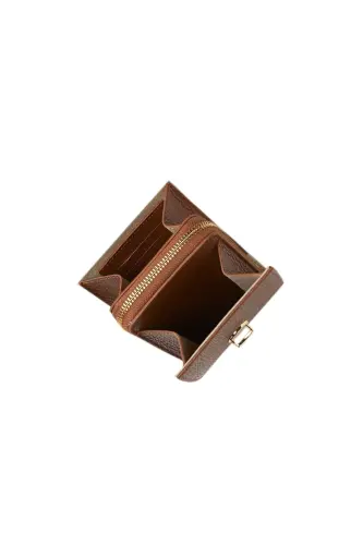 Brown Genuine Leather Crossbody Phone Bag and Zippered Women's Bag with Card Holder - Brown - 7