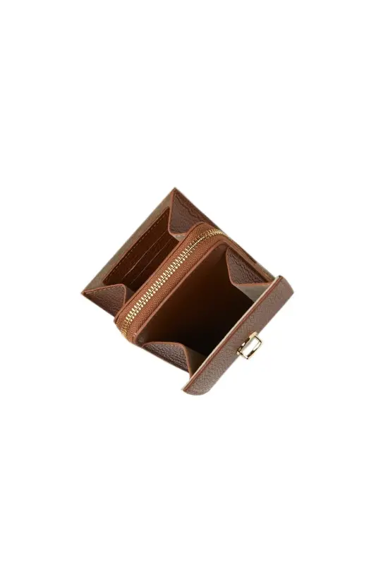 Brown Genuine Leather Crossbody Phone Bag and Zippered Women's Bag with Card Holder - Brown - 7