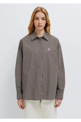 Brown Gingham Shirt Loose Fit 1211227-91742 - Brown - 4