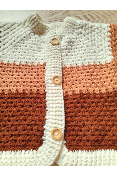 Brown knitted baby cardigan - 2