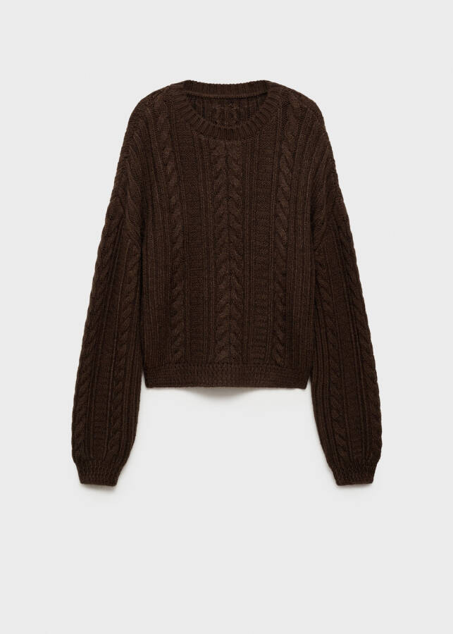 Brown knitted sweater with round neck - 9