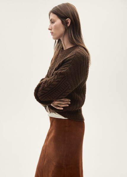 Brown knitted sweater with round neck - 14