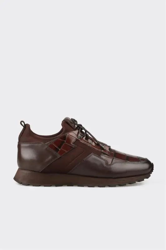 Brown Leather Men's Casual Shoe - Brown - ELLE SHOES