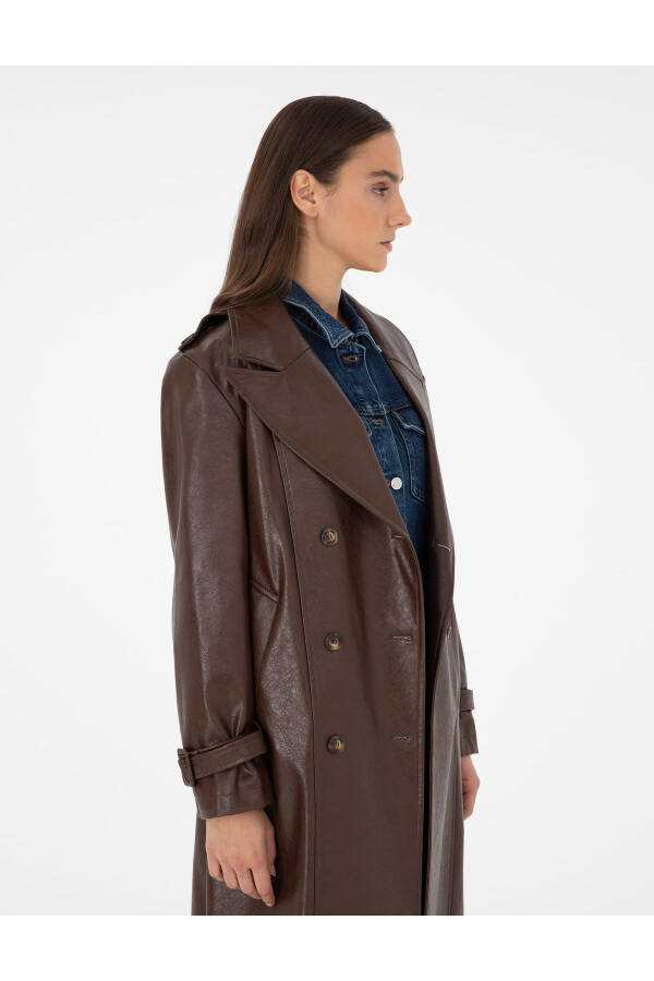 Brown Leather Trench Coat 50295956-vr029 - 2