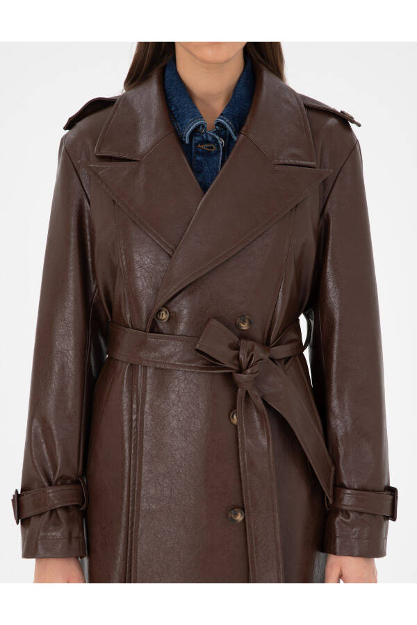 Brown Leather Trench Coat 50295956-vr029 - 6