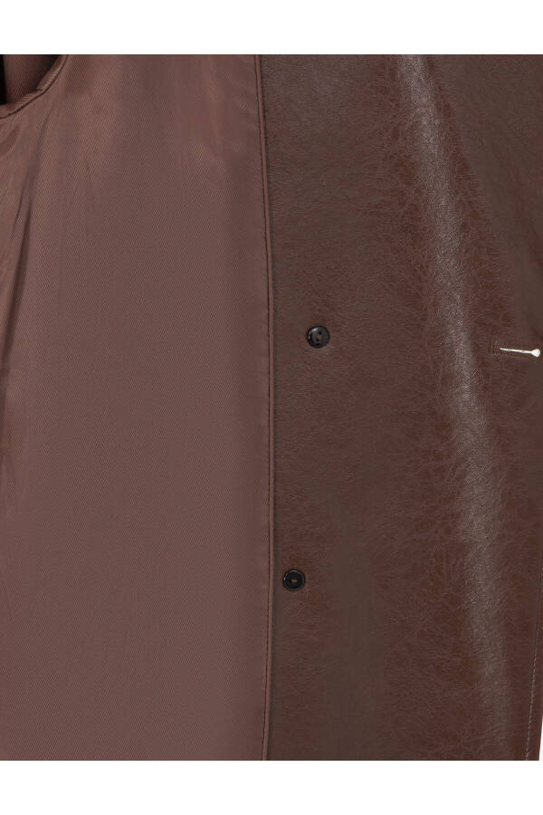 Brown Leather Trench Coat 50295956-vr029 - 7