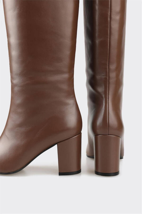 Brown leather women's boots - 4