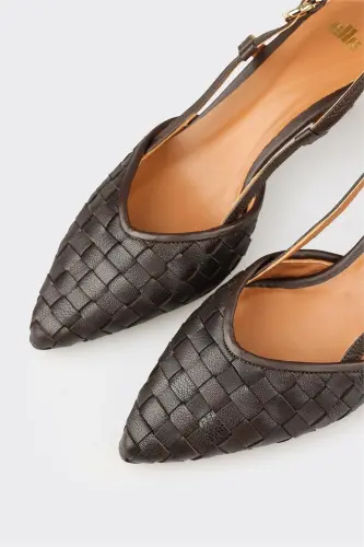 Brown Leather Women's Casual Shoes - Brown - 4