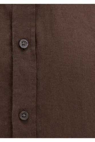 Brown Linen Shirt Slim Fit 02114 - 7