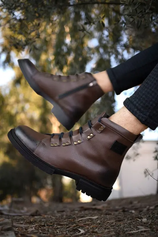 Brown Men's Ankle Boot 0012716-BROWN1 - 5