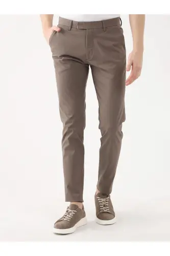 Brown Men's Plain Casual Pants - 5