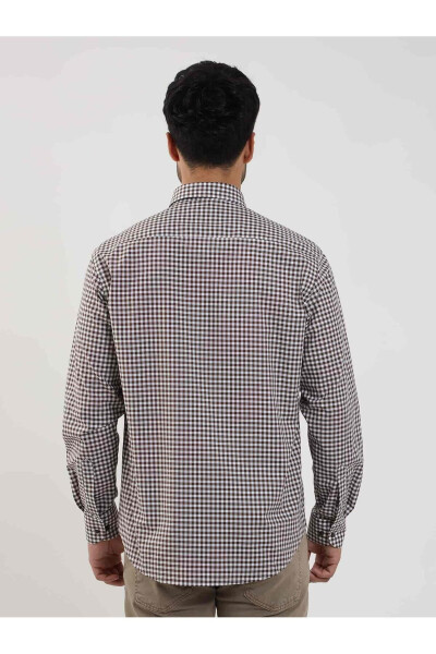 Brown Men's Regular Fit Plaid Brent Button Down Collar Long Sleeve Shirt - 102379 - 5