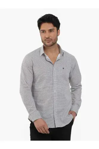 Brown Men's Slim Fit Pique Patterned Brent Collar Long Sleeve Shirt - 102996 - 1