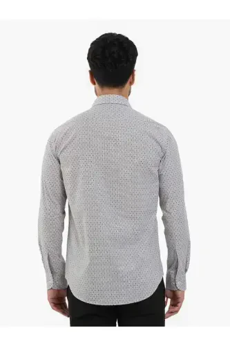 Brown Men's Slim Fit Pique Patterned Brent Collar Long Sleeve Shirt - 102996 - 5