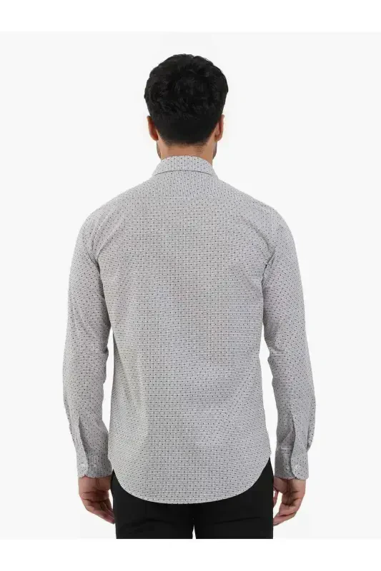 Brown Men's Slim Fit Pique Patterned Brent Collar Long Sleeve Shirt - 102996 - 5