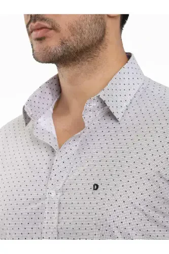 Brown Men's Slim Fit Pique Patterned Brent Collar Long Sleeve Shirt - 102996 - 6