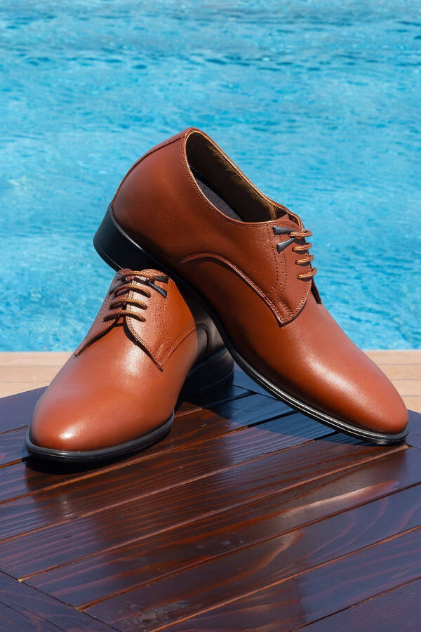 Brown Men's Wedding Shoes with Handmade Accessories, 7/ 9 Cm Height Increasing Hidden Heel - 1