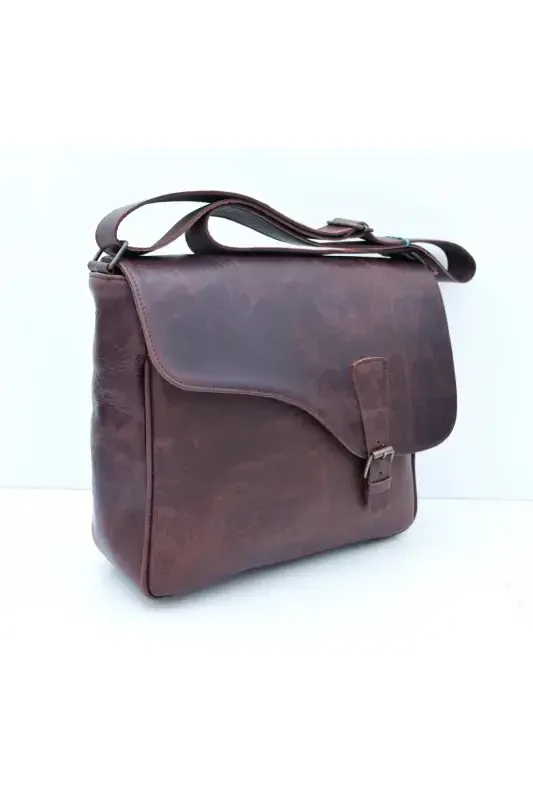 Brown Multi Pocket Genuine Leather Messenger&Document Bag-ANTIQUE COFFEE - 2