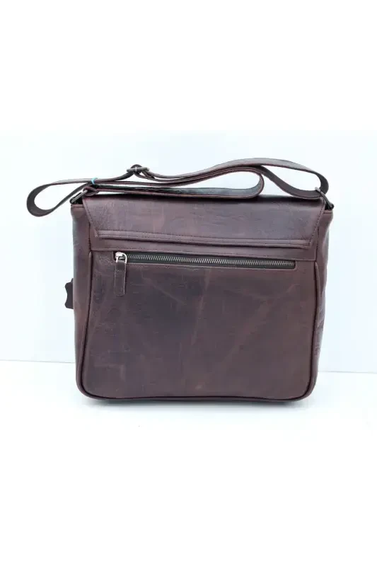 Brown Multi Pocket Genuine Leather Messenger&Document Bag-ANTIQUE COFFEE - 4