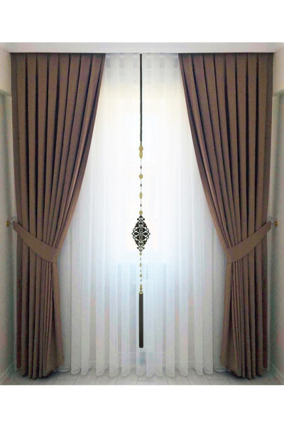 Brown Pleated Velvet Blackout Curtain High Quality Single Panel - 9