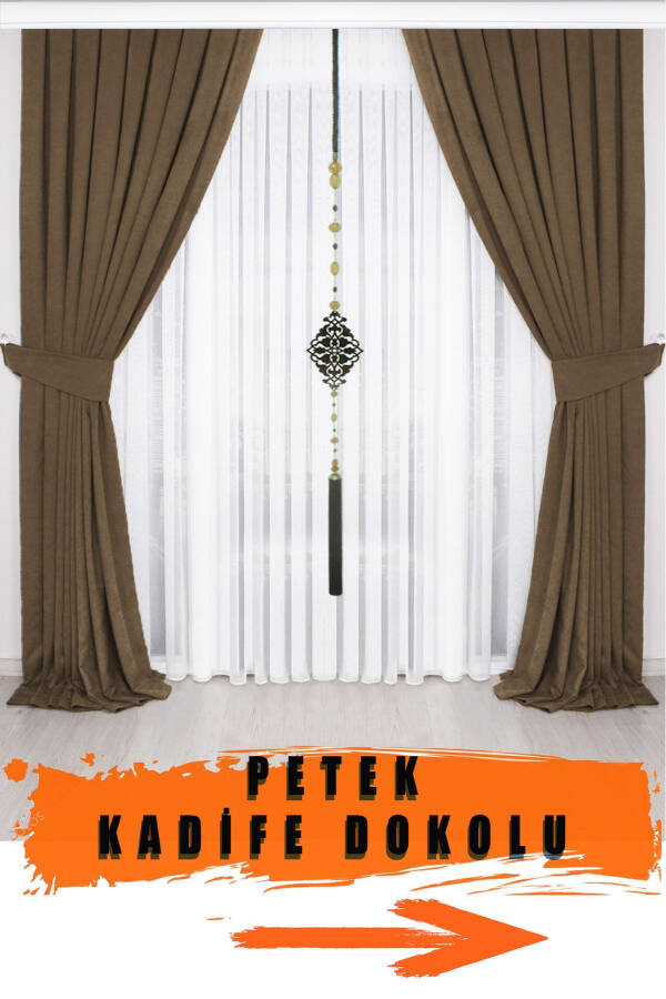 Brown Pleated Velvet Blackout Curtain High Quality Single Panel - 1