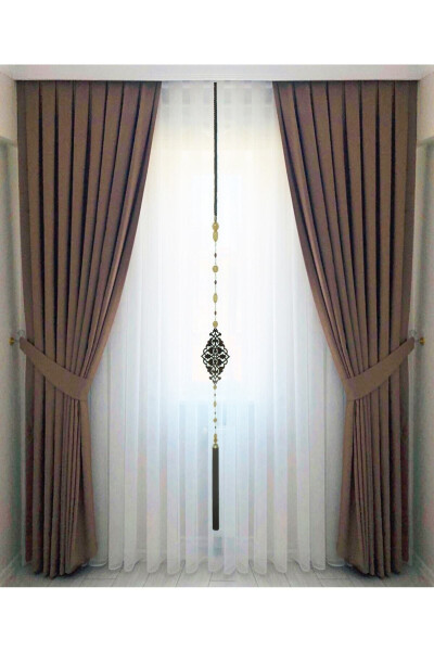 Brown Pleated Velvet Blackout Curtain High Quality Single Panel - 13