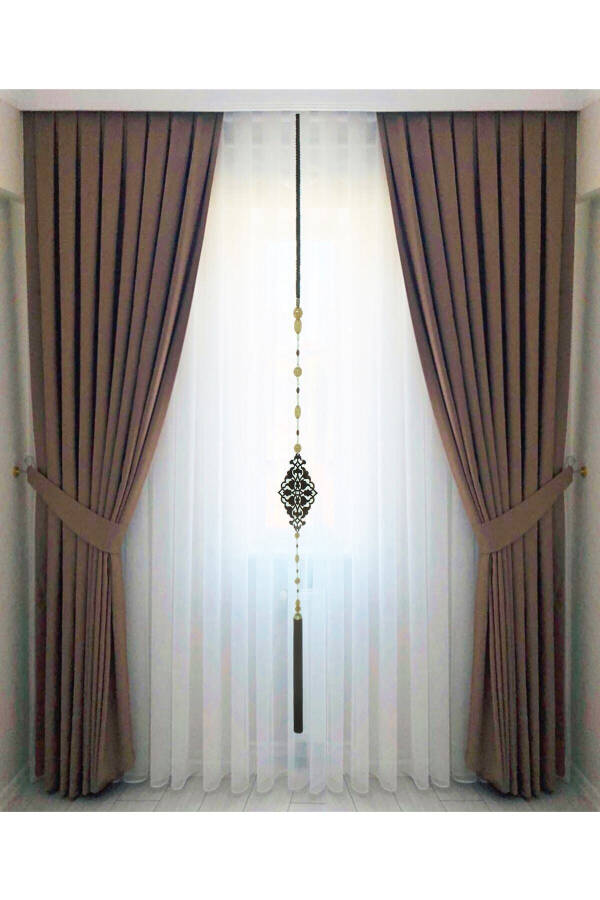 Brown Pleated Velvet Blackout Curtain High Quality Single Panel - 13