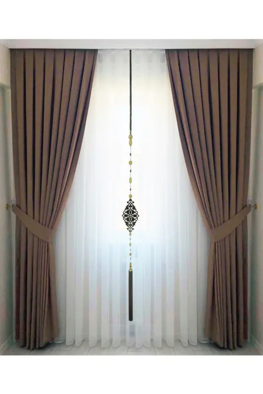 Brown Pleated Velvet Blackout Curtain High Quality Single Panel - 4