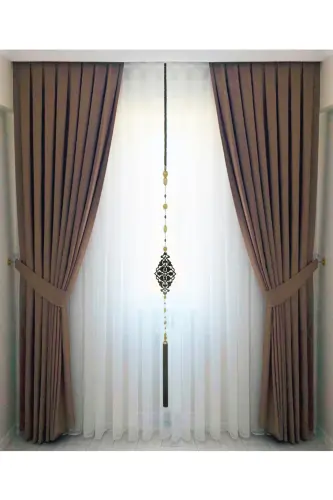 Brown Pleated Velvet Blackout Curtain High Quality Single Panel 
