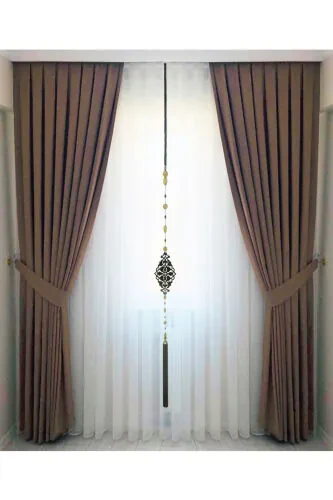 Brown Pleated Velvet Blackout Curtain High Quality Single Panel - Modazone