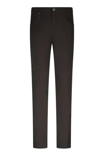 Brown Regular Fit 5 Pocket Cotton Canvas Trousers-Brown - 1