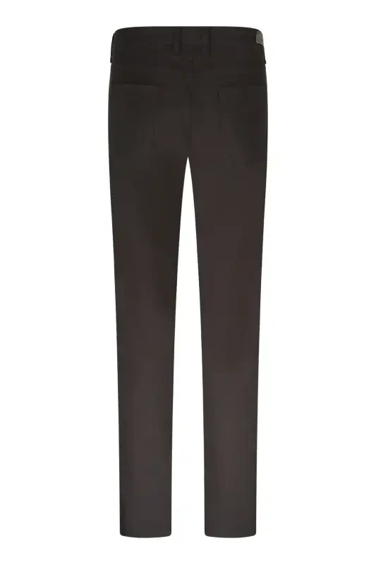 Brown Regular Fit 5 Pocket Cotton Canvas Trousers-Brown - 2