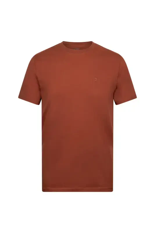 Brown Regular Fit Crew Neck Cotton Basic T-Shirt-Brown - 1