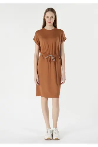 Brown, regular fit dress for women. - 4
