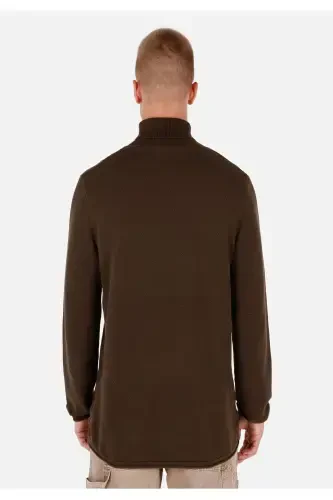 Brown regular fit turtleneck sweater for men. - COLIN’S (1)