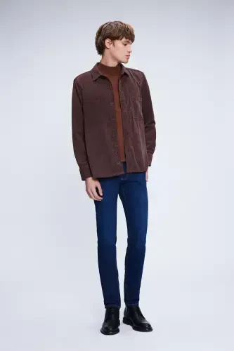 Brown Shacket Comfort Fit Long Sleeve Buttoned - HATEMOĞLU (1)