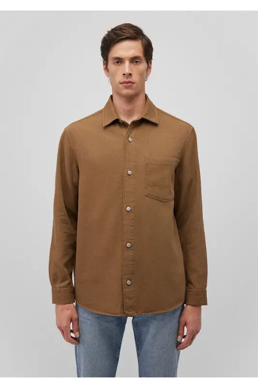 Brown Shirt Regular Fit / Normal Cut 02112 - 3
