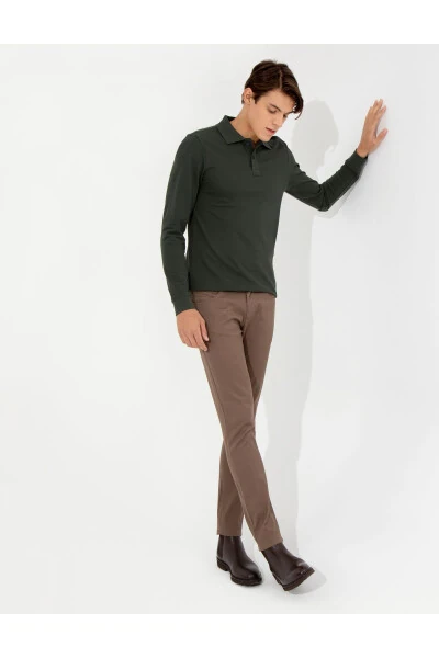 Brown Slim Fit Canvas Pants - 4