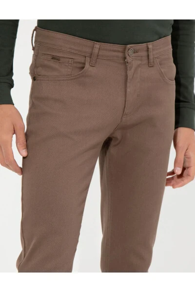 Brown Slim Fit Canvas Pants - 6