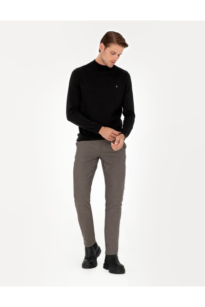 Brown Slim Fit Canvas Trousers - 1