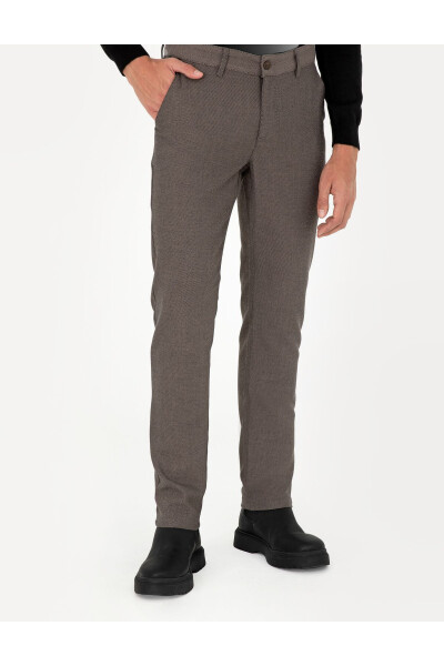 Brown Slim Fit Canvas Trousers - 2