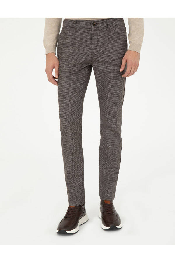 Brown Slim Fit Canvas Trousers - 2