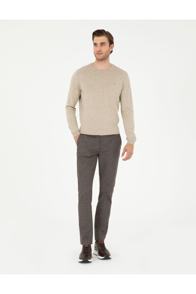 Brown Slim Fit Canvas Trousers - 3
