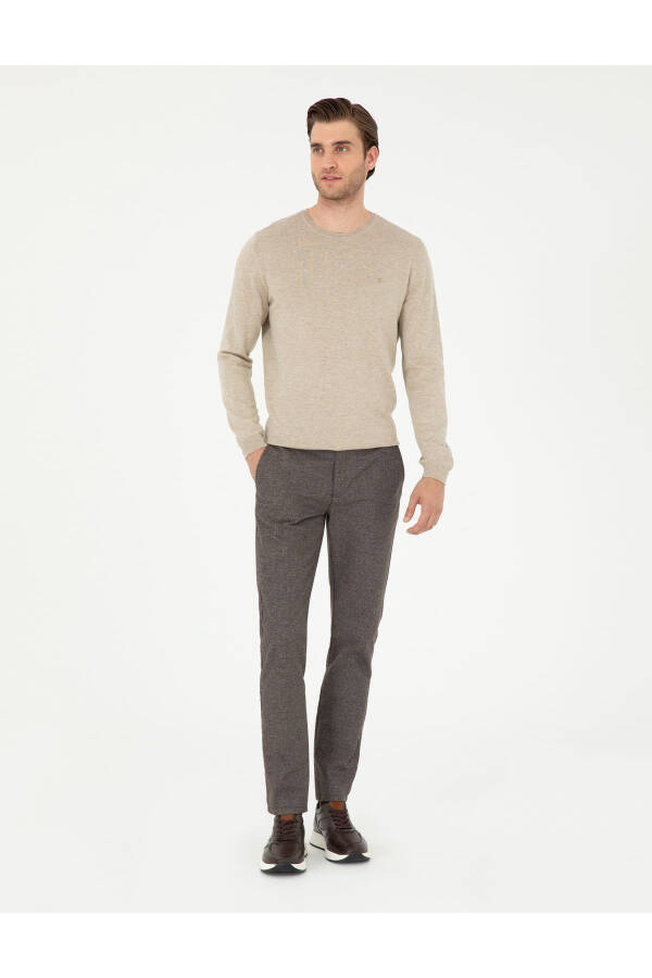 Brown Slim Fit Canvas Trousers - 3