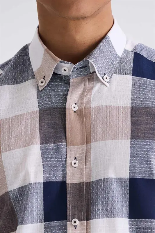 Brown Slim Fit Checked 100% Cotton Shirt - 3